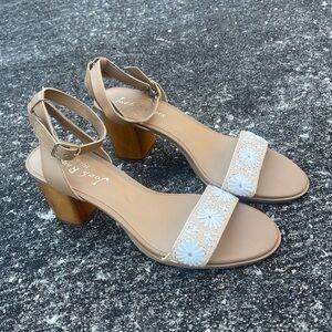 Jack Rogers Bettina Raffia Block Heel Sandals Size 10